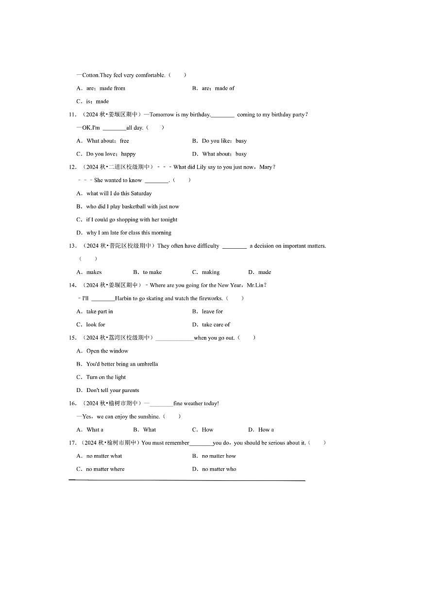 2026年中考英语一轮复习选择题试卷(含答案解析)第2页