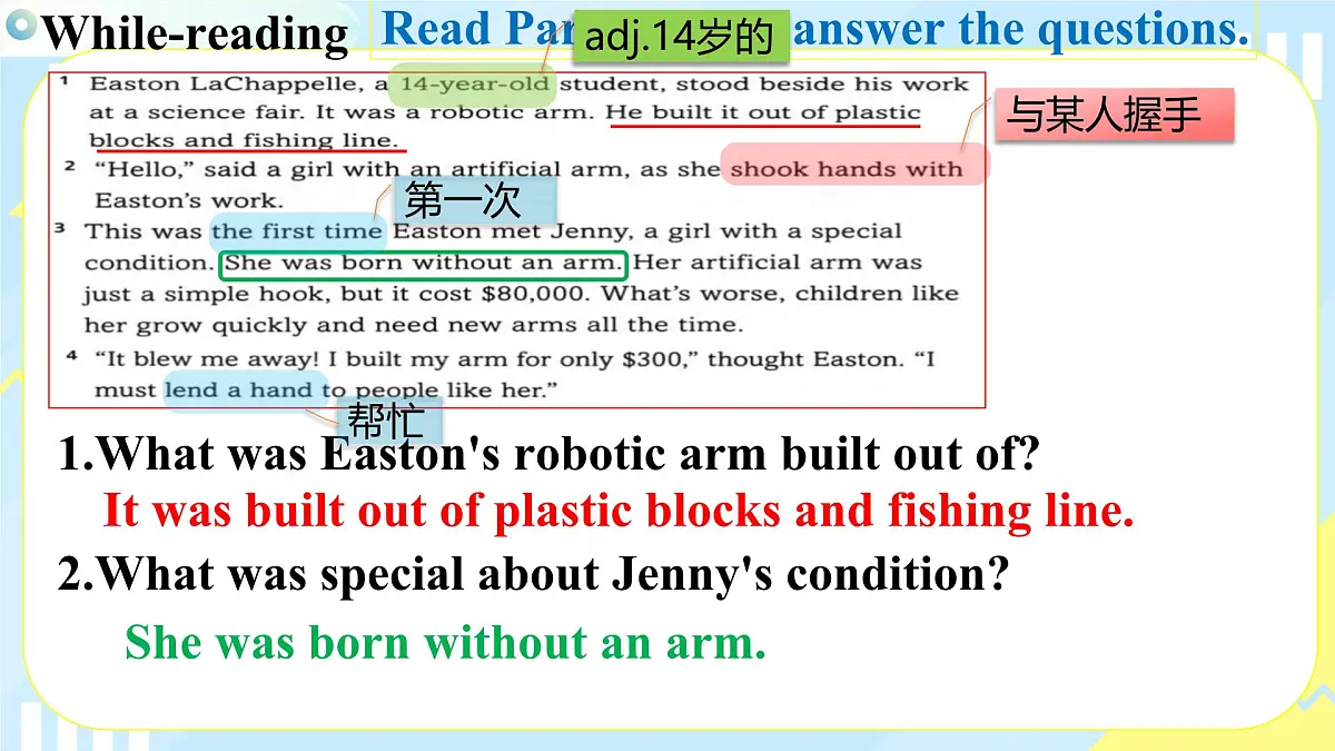 外研版英语八年级上册 Unit 3 课时2 Understanding ideas Reading 同步课件第7页