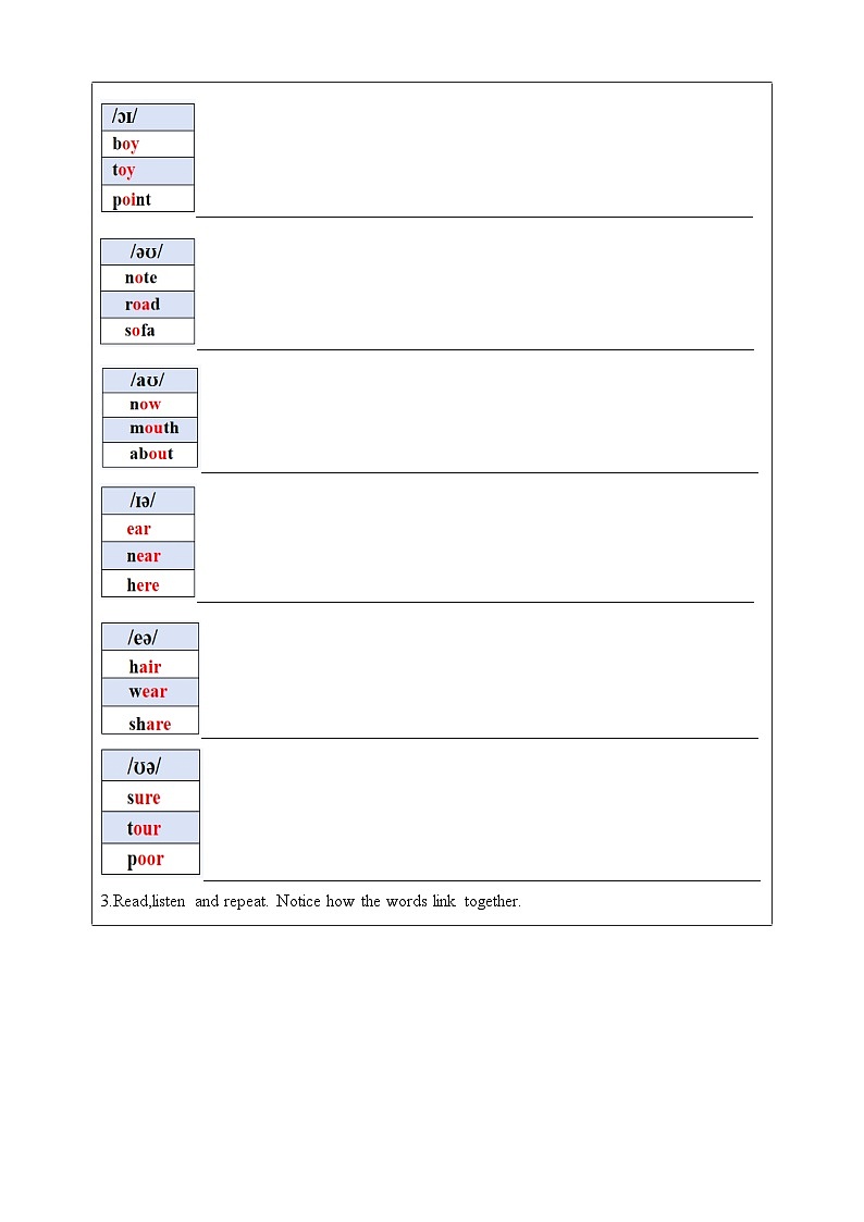 Unit 4 My Favourite Subject  Section A (Pronunciation~2f) 学案 人教版（2024）初中七年级上册第3页