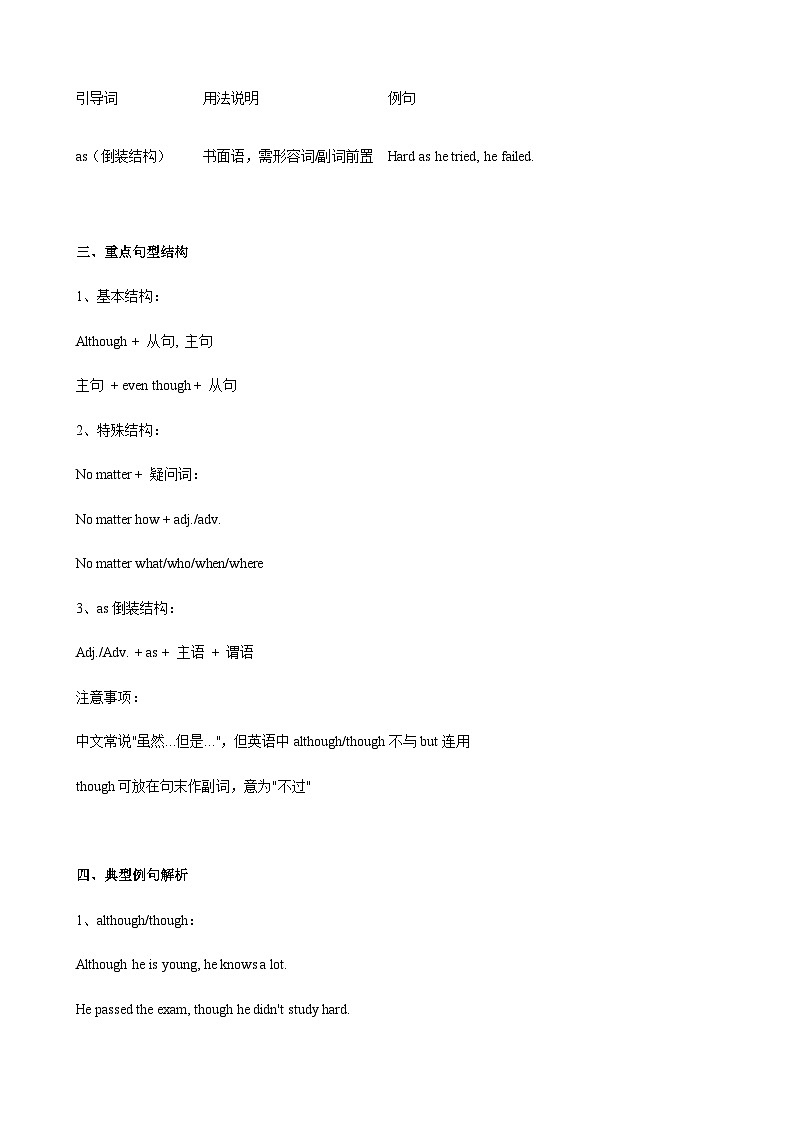 仁爱科普版（2024）新八年级英语上册  Unit 2 The World of Art 核心语法之让步状语从句精练  (含答案解析)第2页