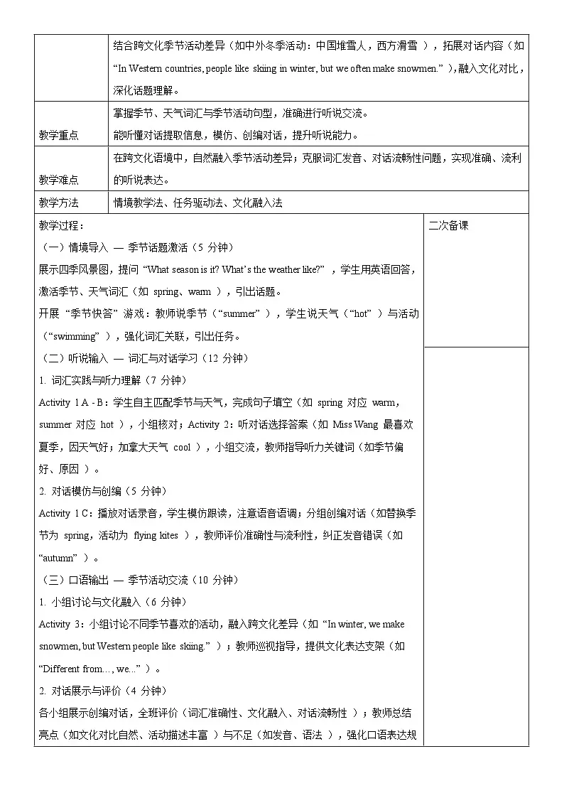 仁爱科普版（2024）七年级上册英语 Unit 4教案第2页