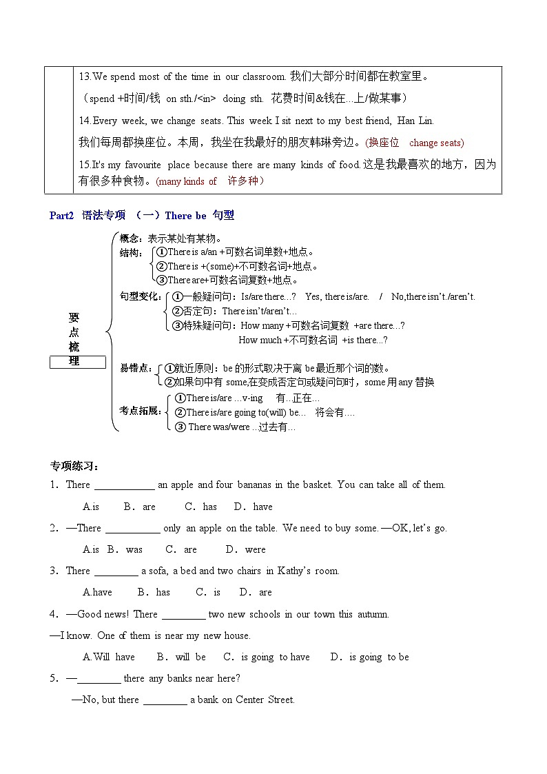 25秋新人教版英语七年级上册 Unit3 My School  知识点总结&语法专项第3页