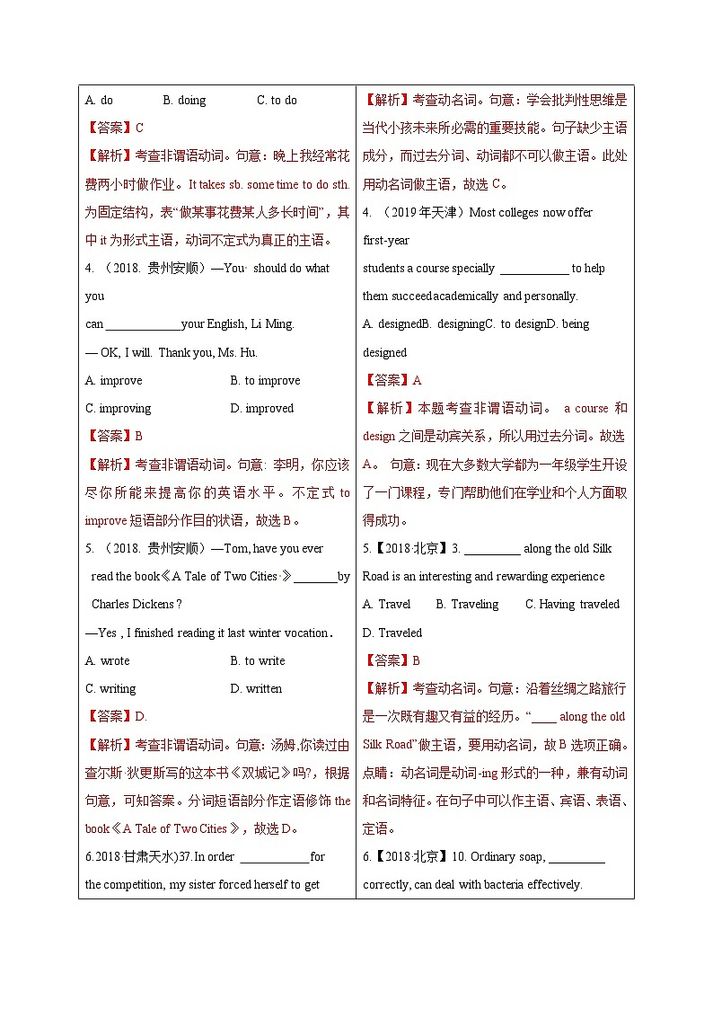 初升高英语衔接教材暑假讲义专题3.9 非谓语动词（讲义）第2页