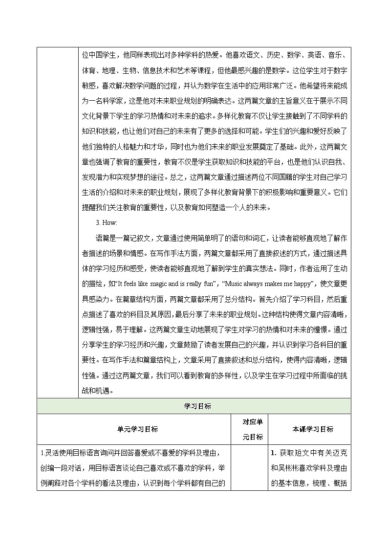 25秋新人教版七年级英语上册Unit 4 My Favourite Subject Section B 1a-1d教案第2页