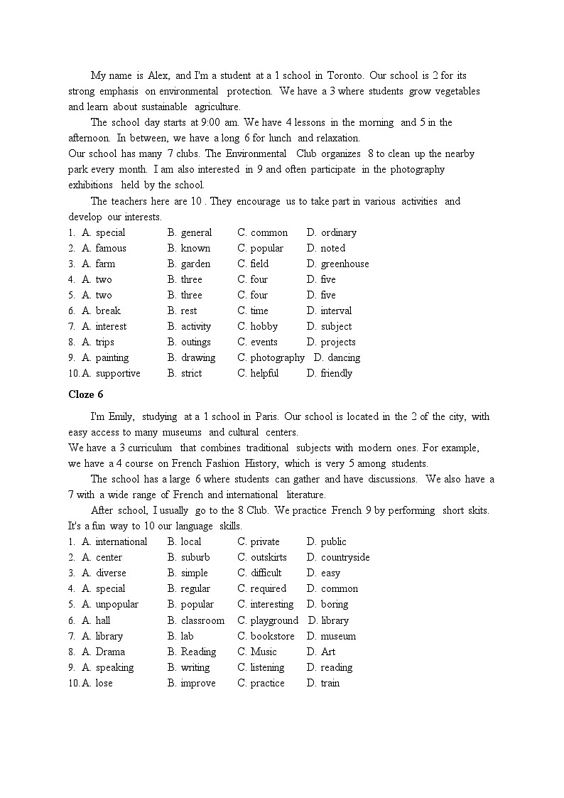 新译林版初中英语八上Unit 2 完形填空专项训练题-有答案第3页