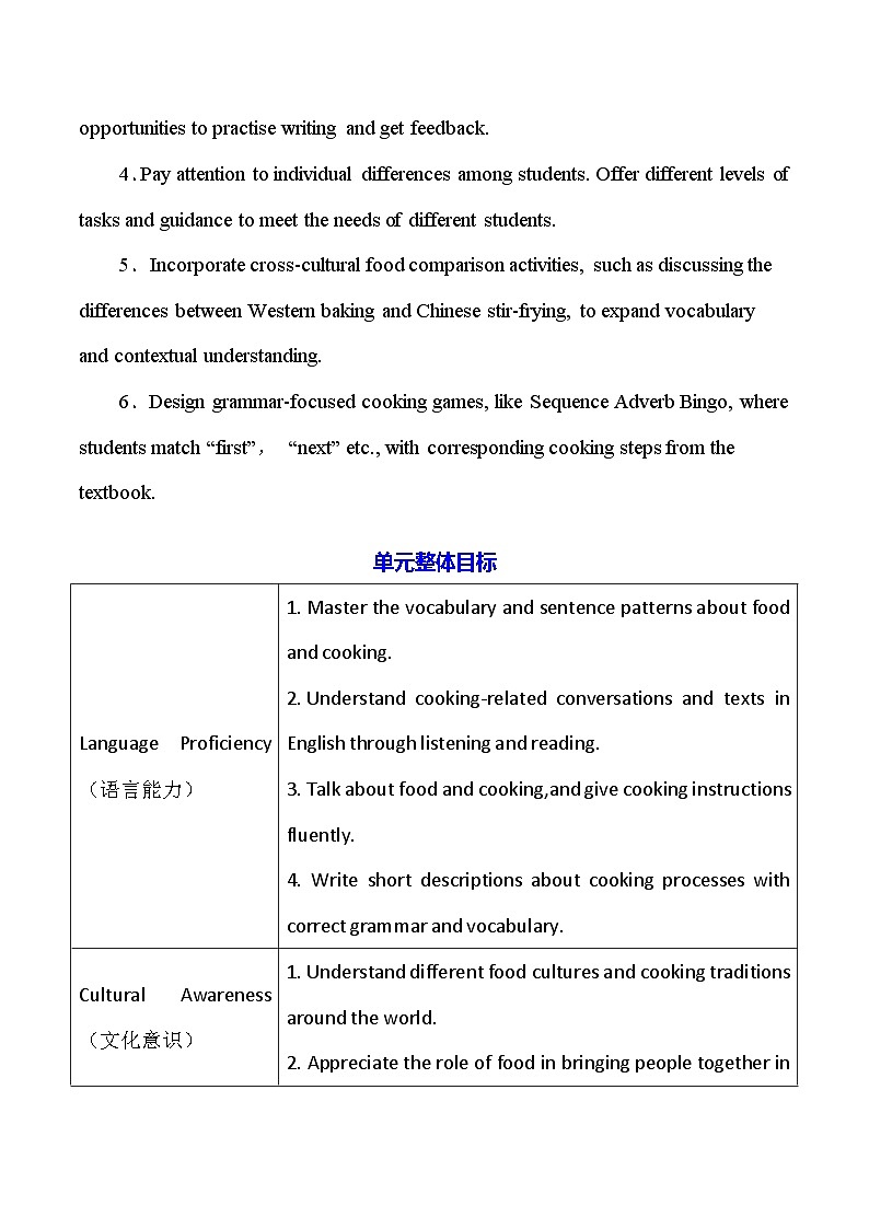 人教版（2024）八年级上册英语Unit 5 What a Delicious Meal! 教案（共6课时）第3页