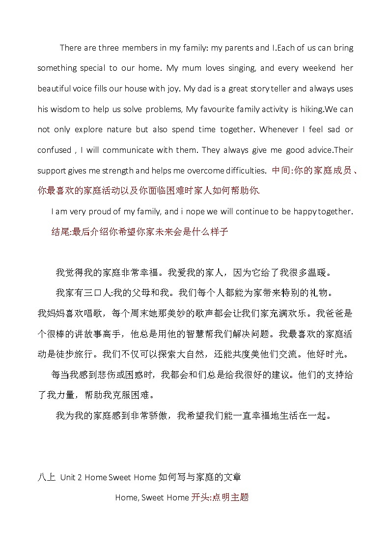 人教版（2024）八年级上册英语Unit1-Unit 8单元作文英汉对照范文 讲义第3页
