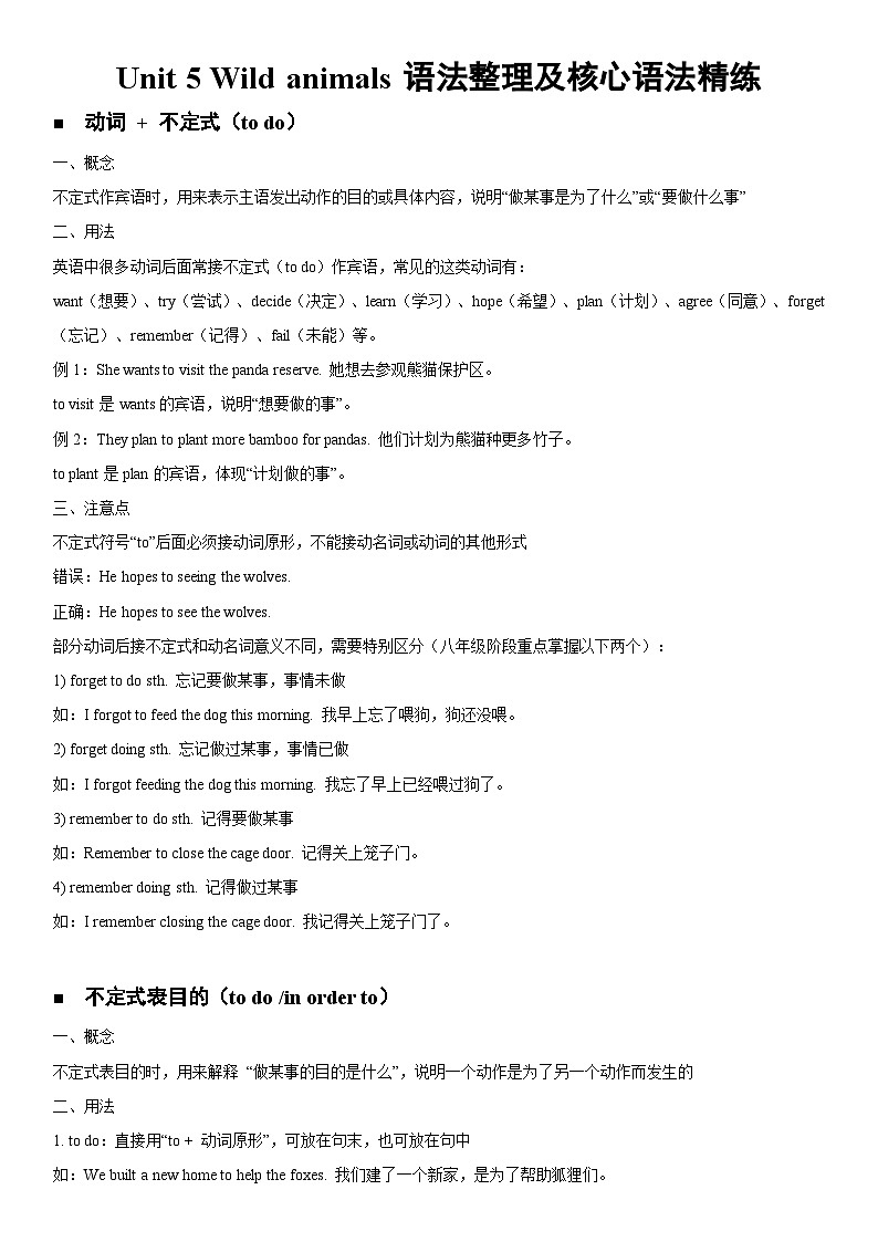 译林版8A Unit 5语法整理和核心语法精练第1页