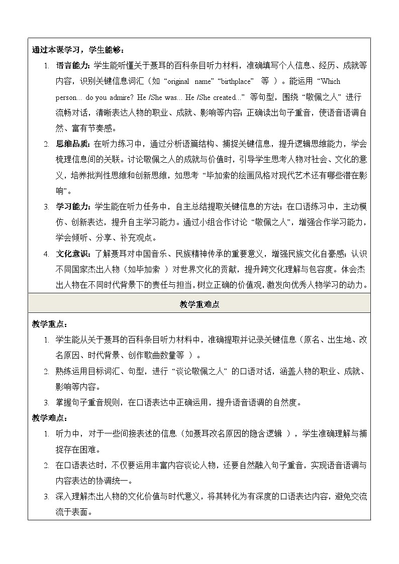 Unit 1 Look it up! 第2课时 Listening & Speaking 教学设计第2页