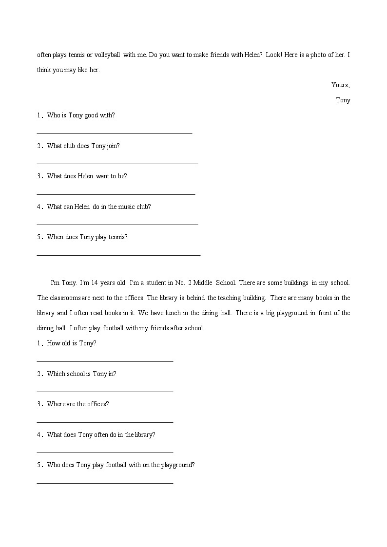 Unit 5 Fun Clubs 单元话任务型阅读练习（原卷版）第2页