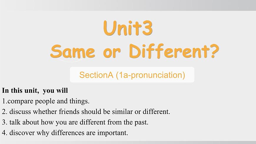Unit3 SectionA(1a-pronunciation)第一课时第1页