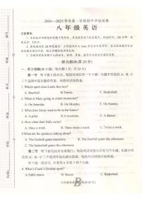 河南省平顶山市宝丰县2024-2025学年八年级上学期11月期中英语试题