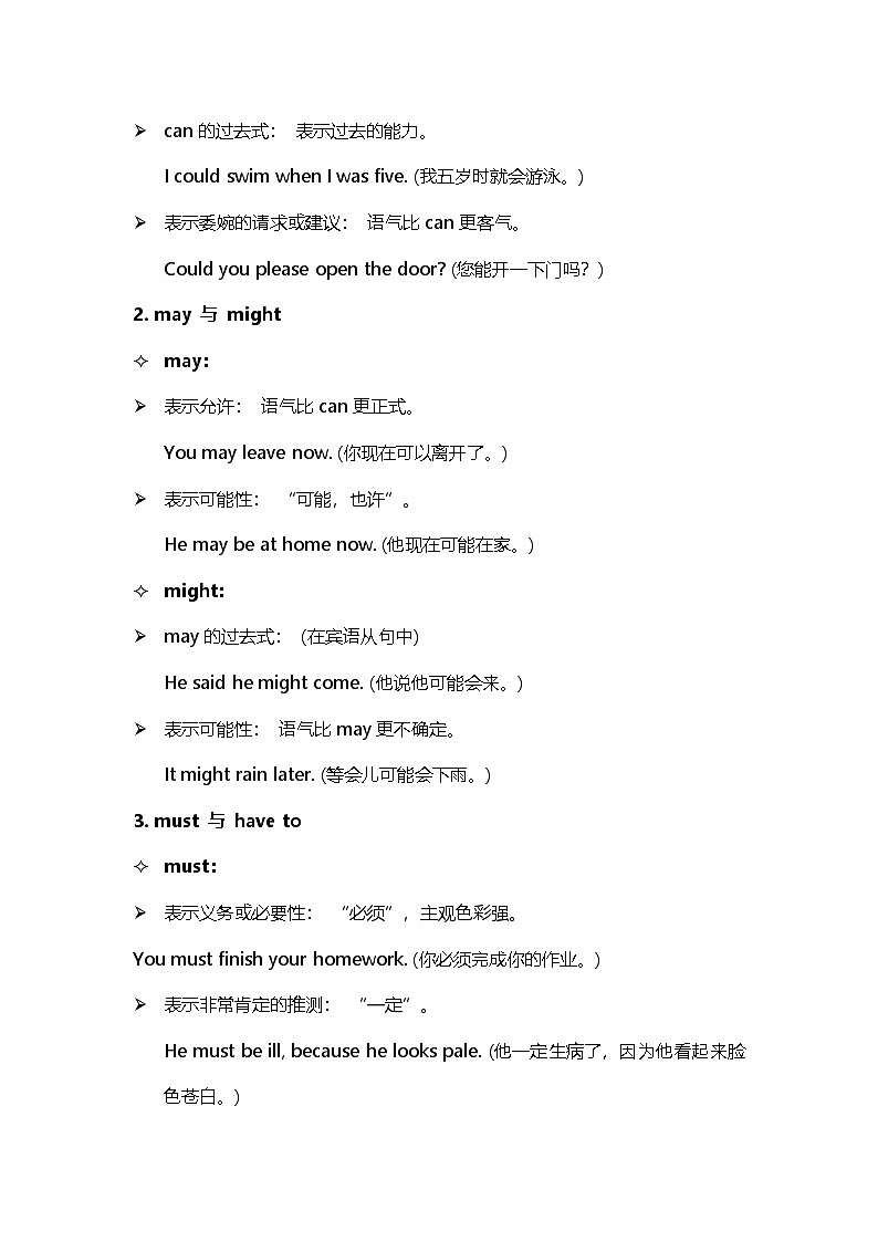 2025年中考英语情态动词知识点复习讲义（含练习含答案）第3页