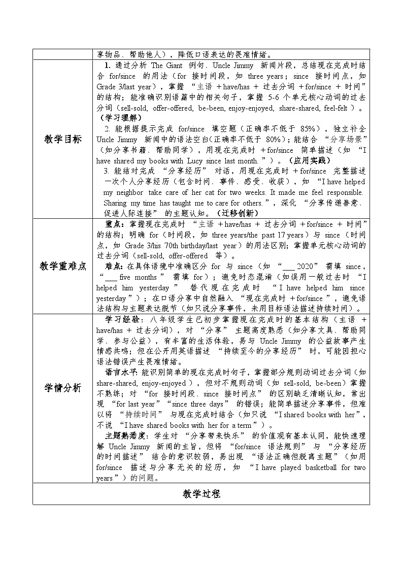 Unit2 Getting along Grammar rules 表格式教学设计外研版八上第2页