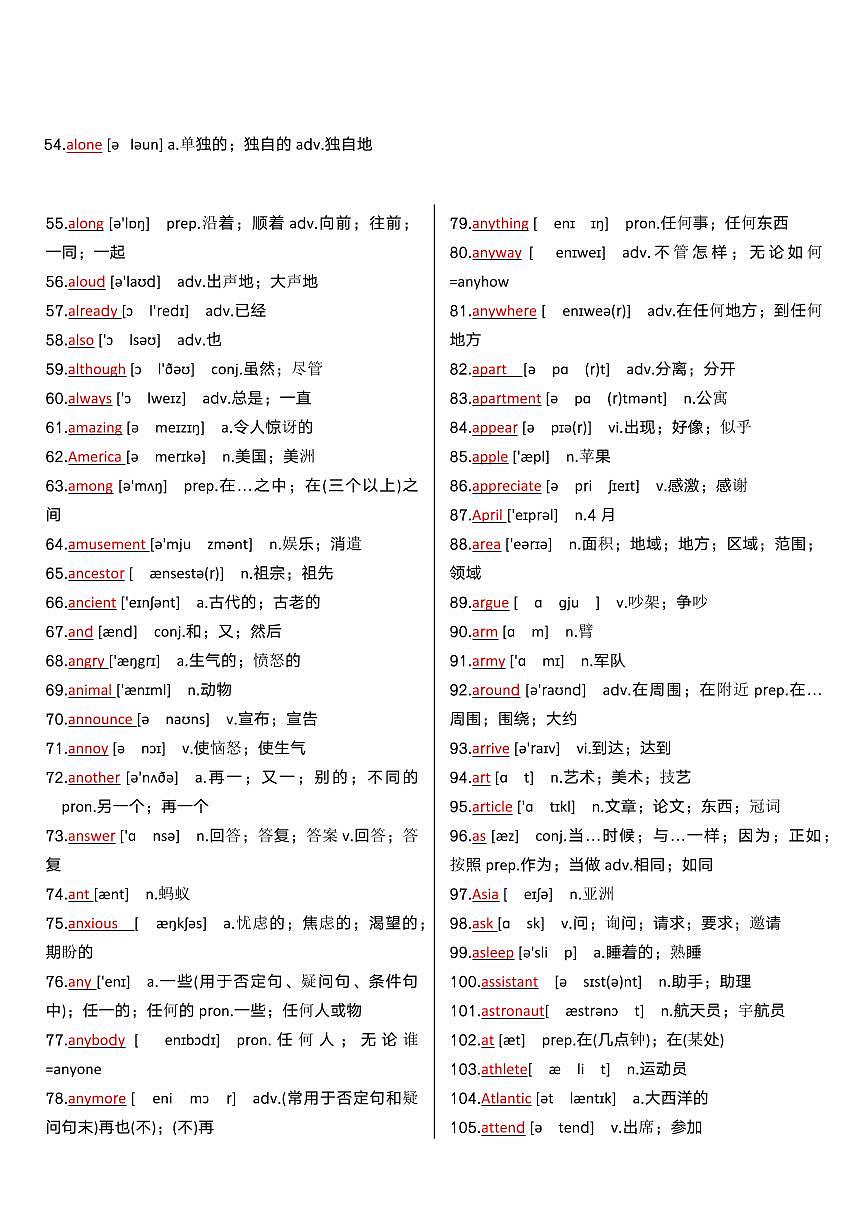 中考第一轮复习中考英语高频必考词汇知识点汇总第2页