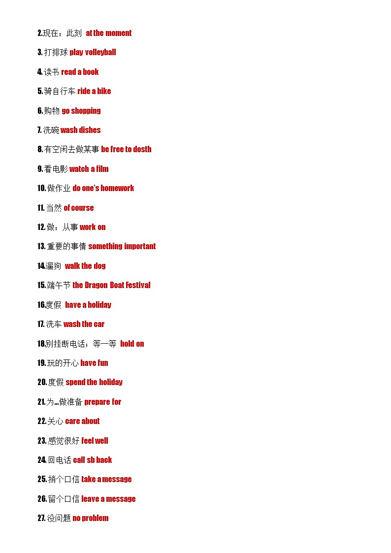 专题01 Unit 5~Unit 8 (重点单词变形、词组、句型）【考点清单】-2024-2025学年七年级英语下学期期末考点大串讲（人教版2024）-A4第2页