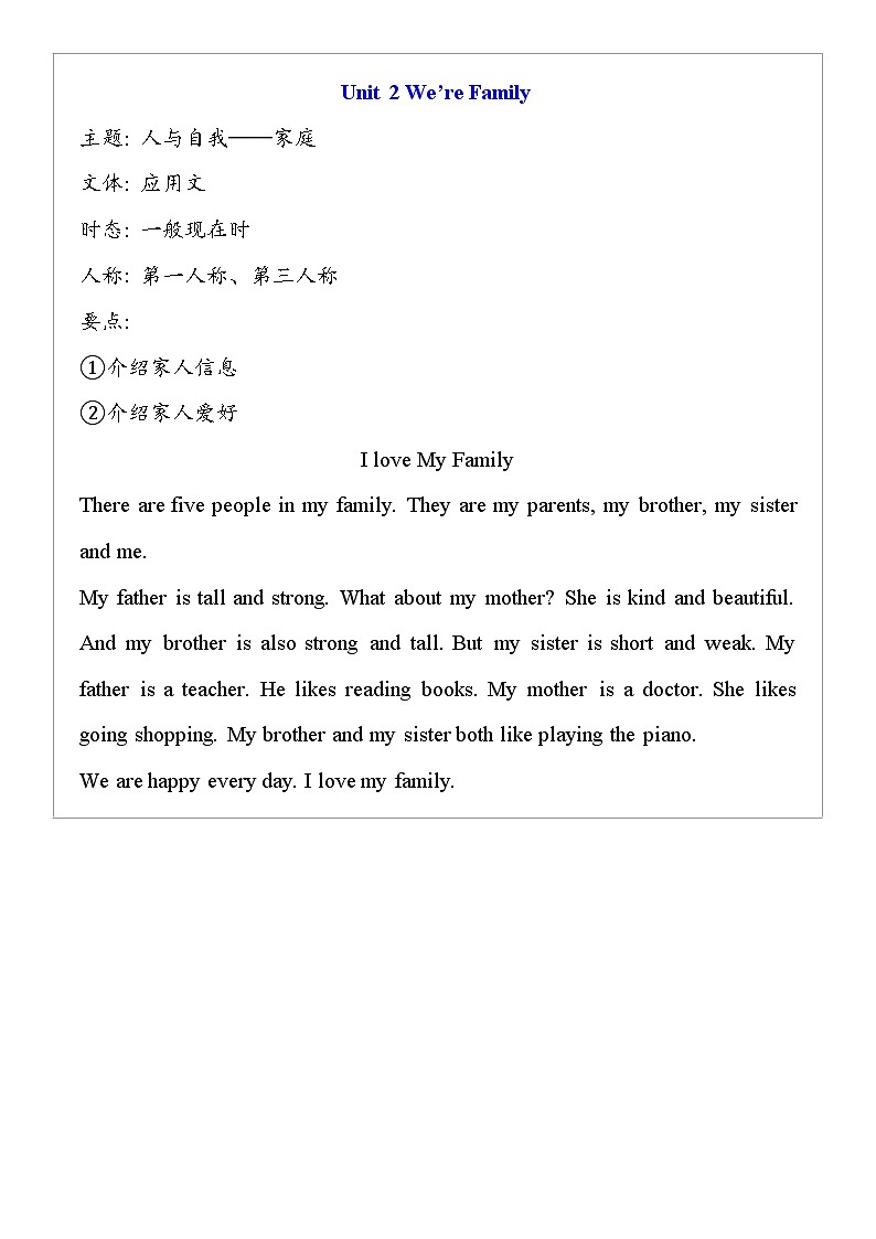 2024版人教版七年级上册英语期末专项练习单元话题作文范文第2页