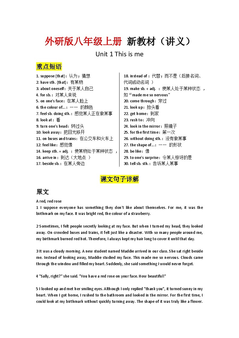 Unit 1 This is me--Understanding ideas第1页