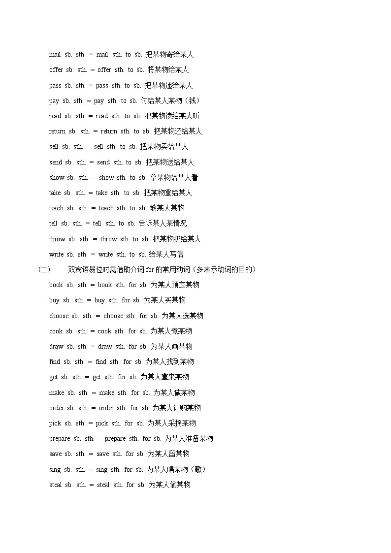 初中英语动词搭配固定短语知识点汇总第3页