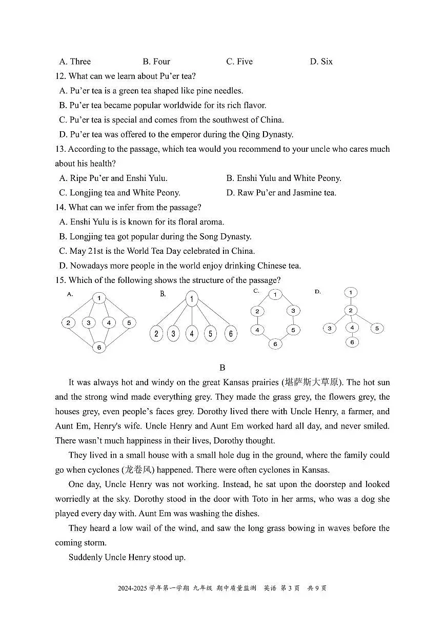 2024-2025深圳南山实验集团麒麟中学九年级上学期期中英语试卷（含答案）第3页