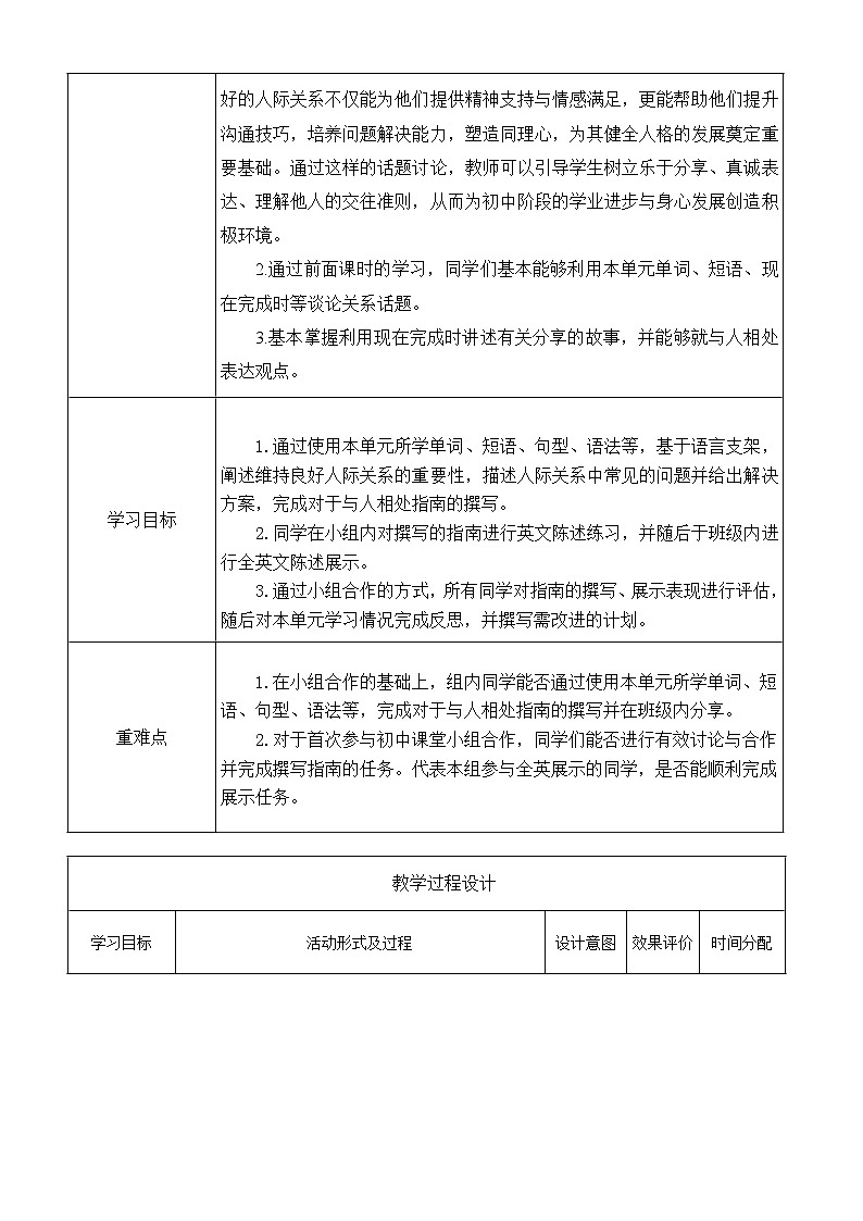 初中英语外研版2024八上Unit2第6课时Presenting ideas 表格式教学设计第2页