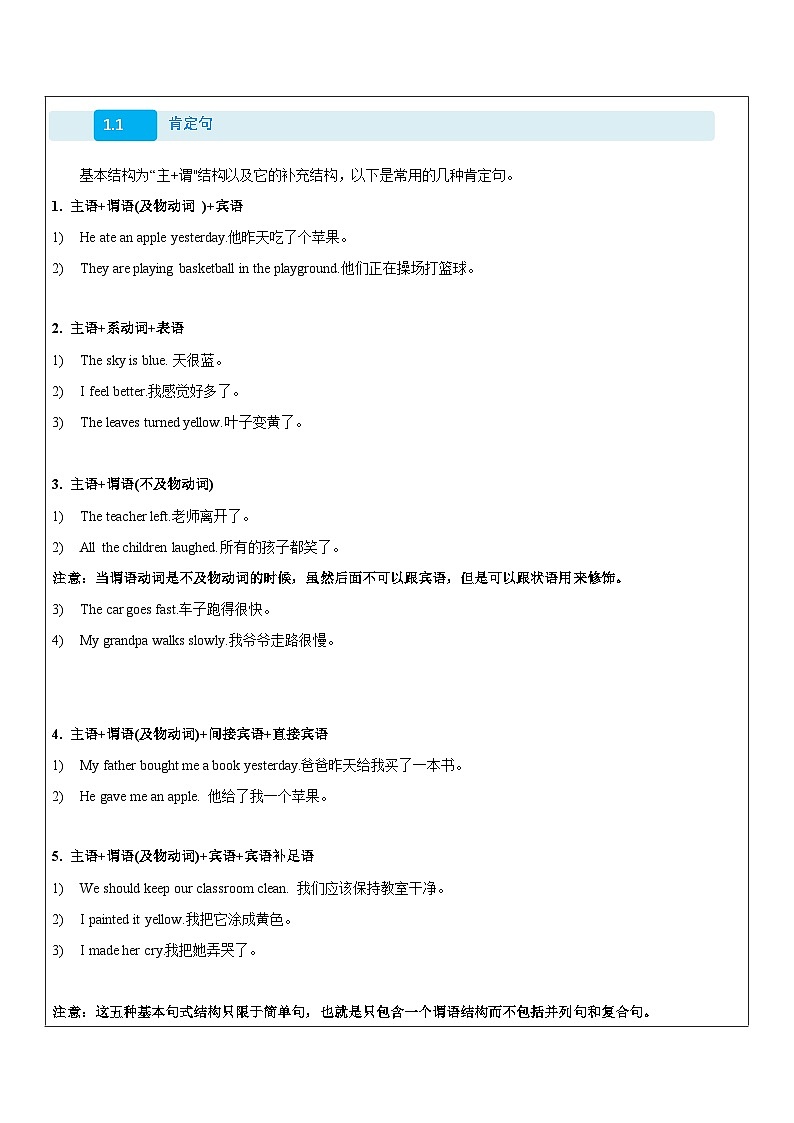 01英语基本句式-学案第2页