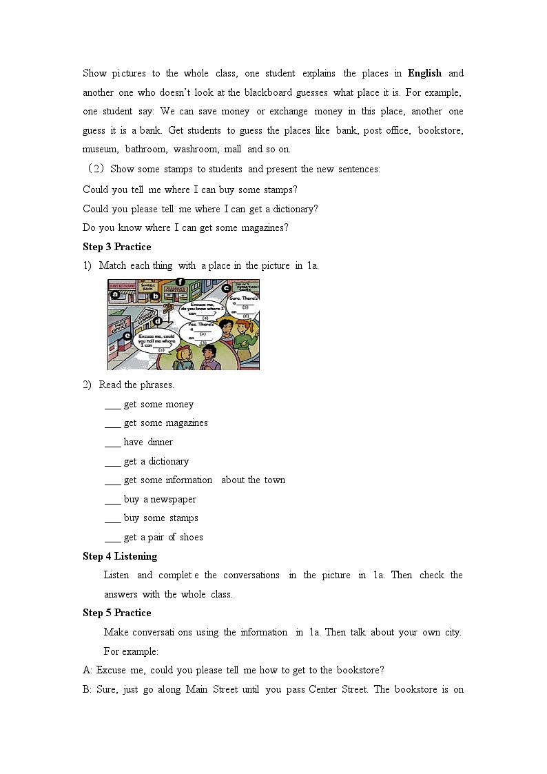 人教版九年级全一册英语Unit 3 Could you please tell me where the restrooms are 教案第2页
