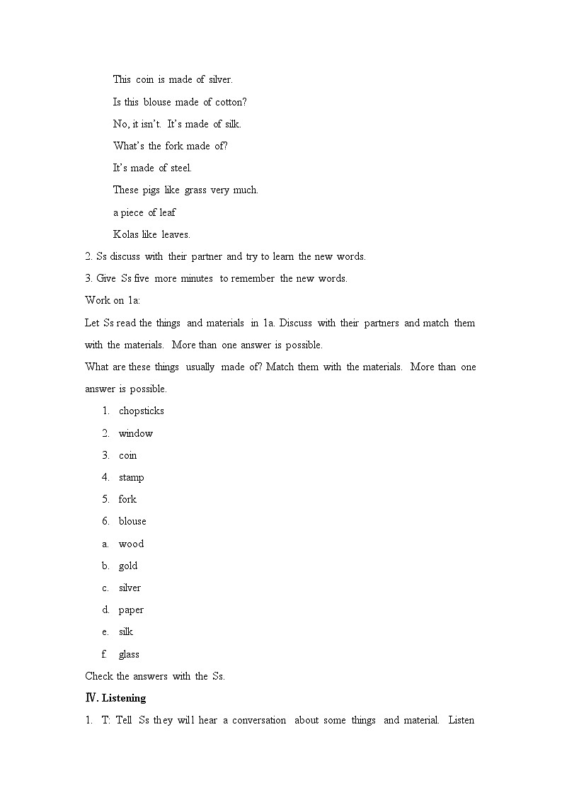 人教版九年级全一册英语Unit 5 What are the shirts made of 教案第3页