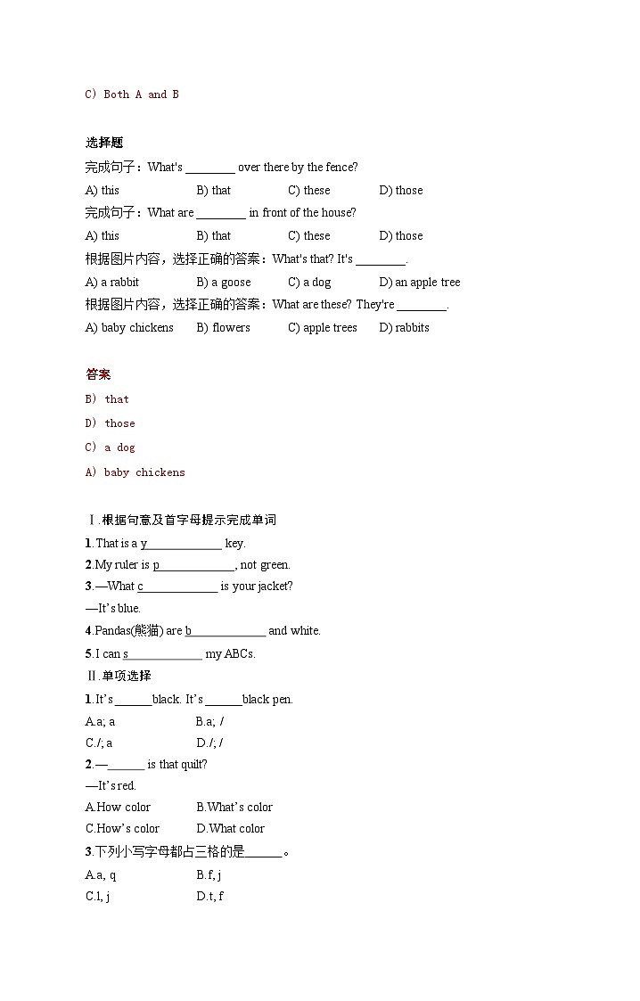 人教版（2025）初中英语七年级上册Starter Unit 3 Welcome 语法试卷第2页