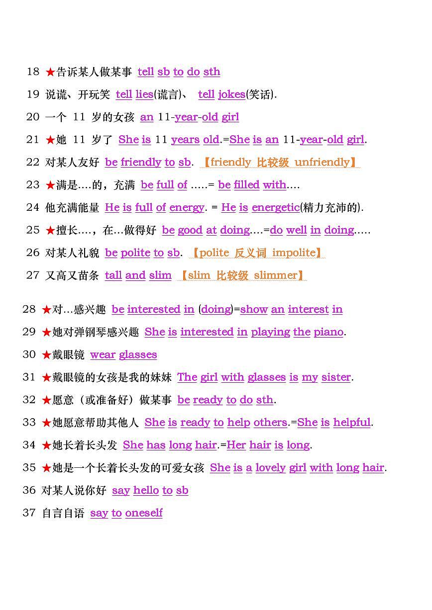 2024版牛津译林版七年级上册英语期末重点短语句型知识点汇总第2页