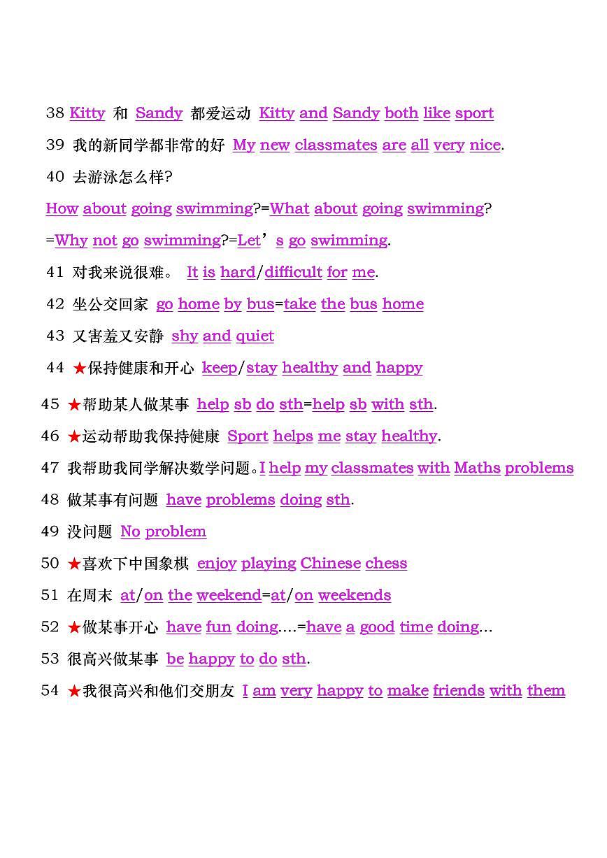 2024版牛津译林版七年级上册英语期末重点短语句型知识点汇总第3页