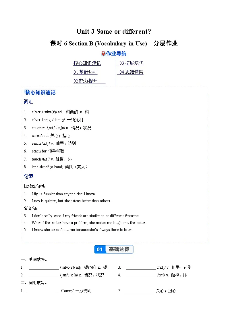 Unit 3 课时6 Section B 3a-3c（分层作业）（原卷版）第1页