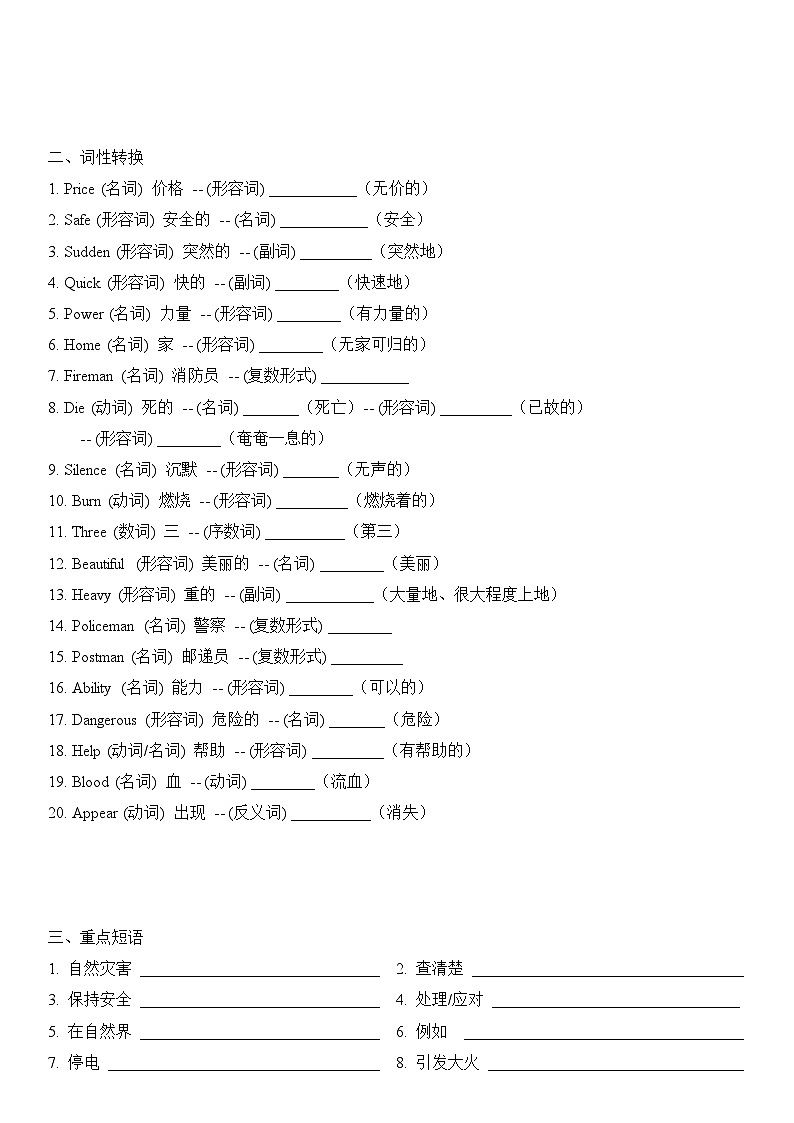 2025译林新版八年上册英语 Unit 8 复习题纲（听写单）第3页