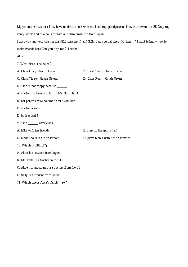 2025-2026学年山东省德州市同济中学七年级（上）月考英语试卷（10月份）-自定义类型第3页