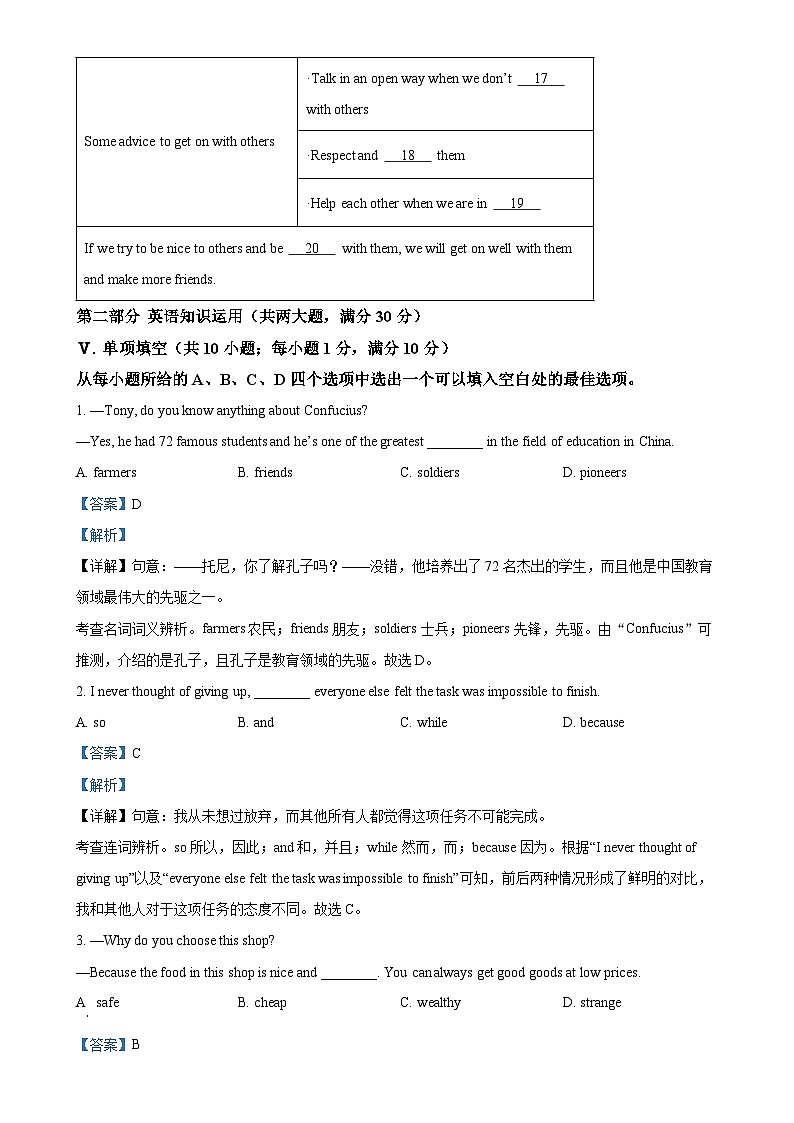 安徽省阜阳市太和县九年级下学期期中考试英语试题（解析版）-A4第3页