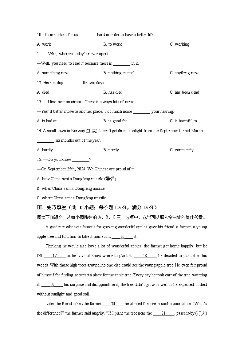 福建省泉州市洛江区2024-2025学年九年级上学期期中联考英语试卷（学生版）第2页