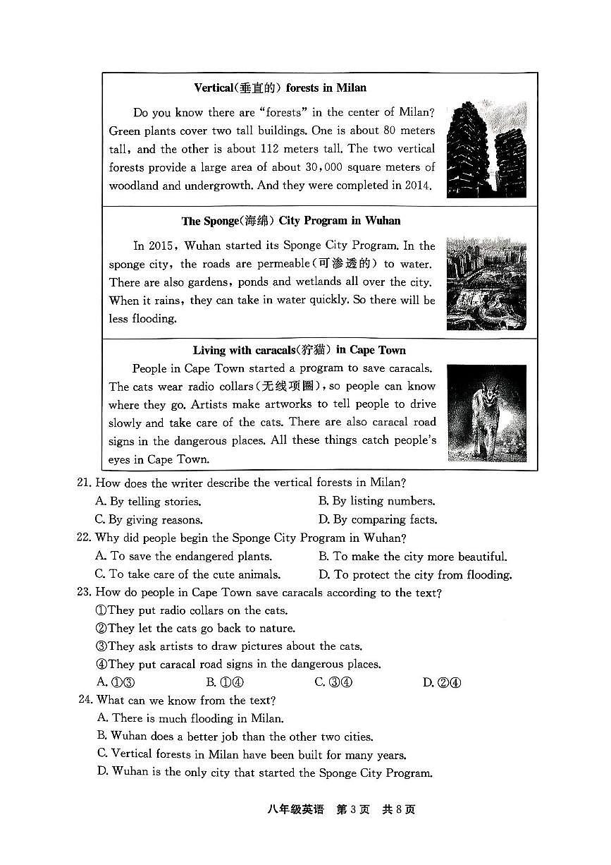 河南省新乡市辉县市2025-2026学年八年级上学期11月期中英语试题第3页