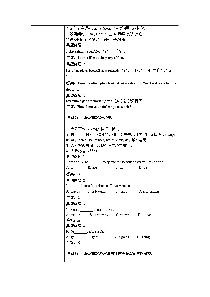 新人教版7年级英语期末复习语法知识总结（讲解＋考点＋综合练习）：时 态第2页