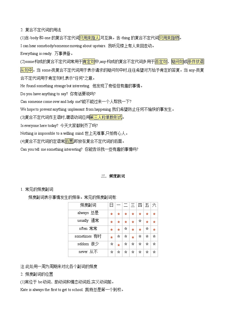 新人教版八年级英语上册期末复习Unit1 ~Unit10重点语法归纳练习（记忆版）第2页