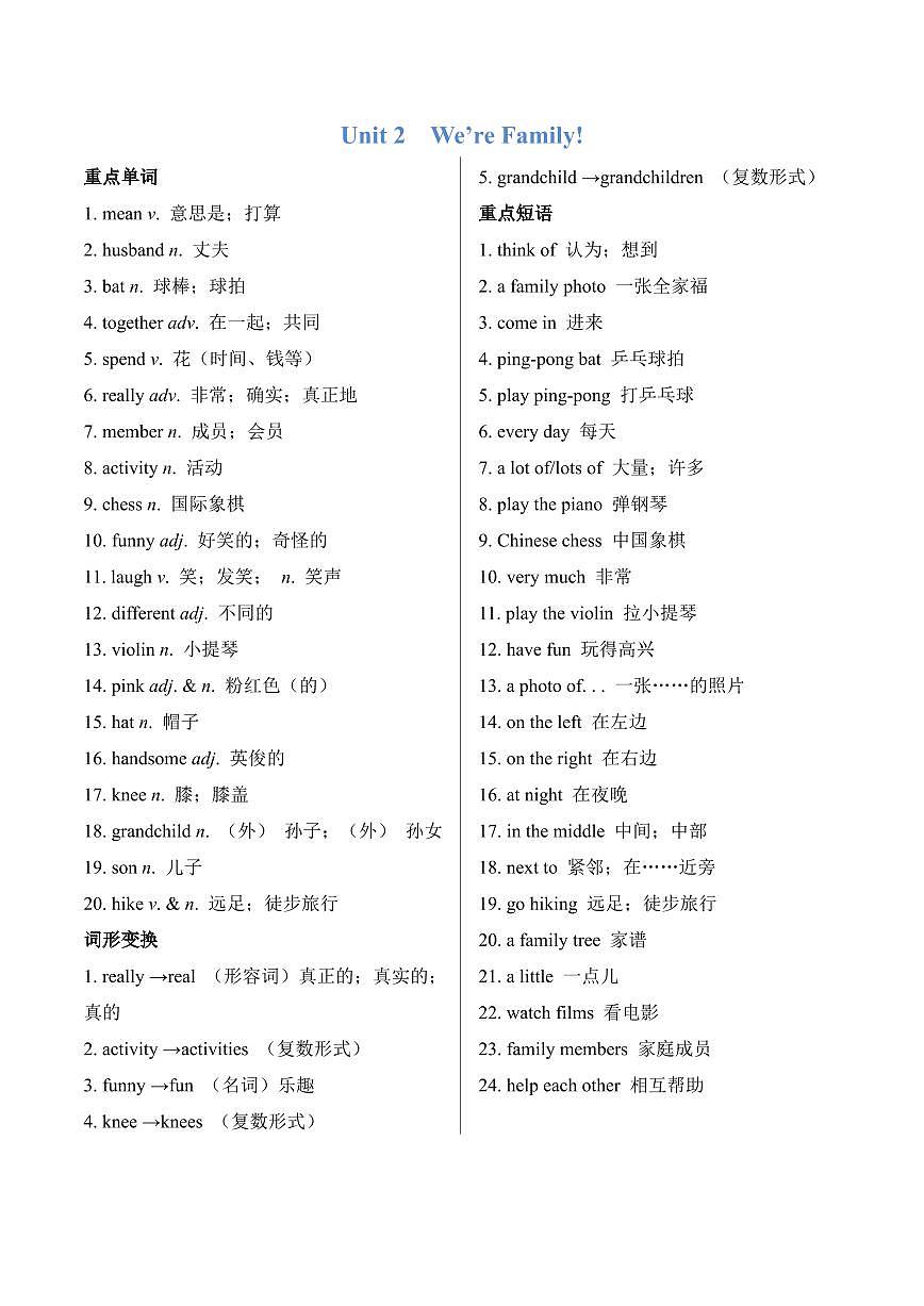 人教版2024七年级上册全册单词默写单(解析版)第3页