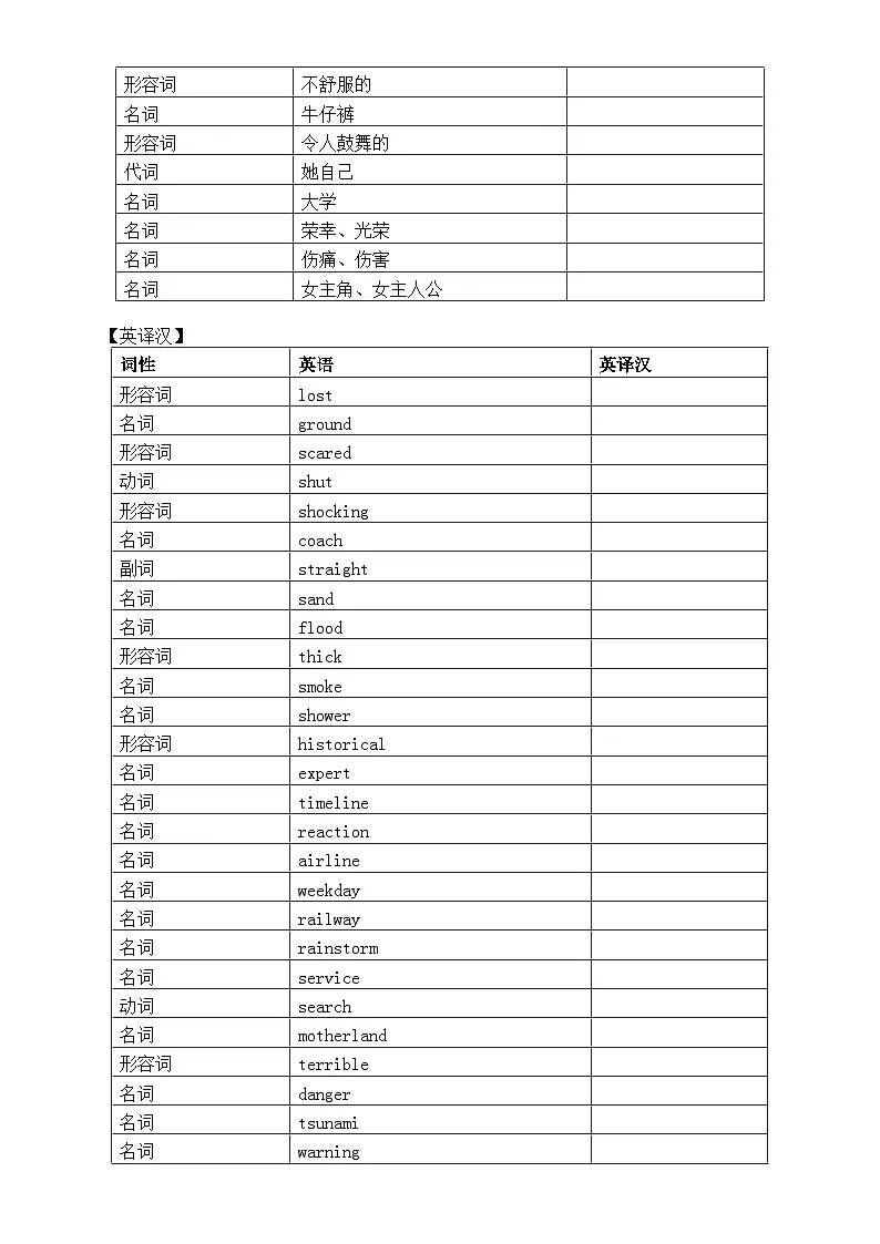 初中英语新外研版八年级上册Unit 6 When disaster strikes复习题(单词+词性+短语+句型)（附参考答案）（2025秋）第2页