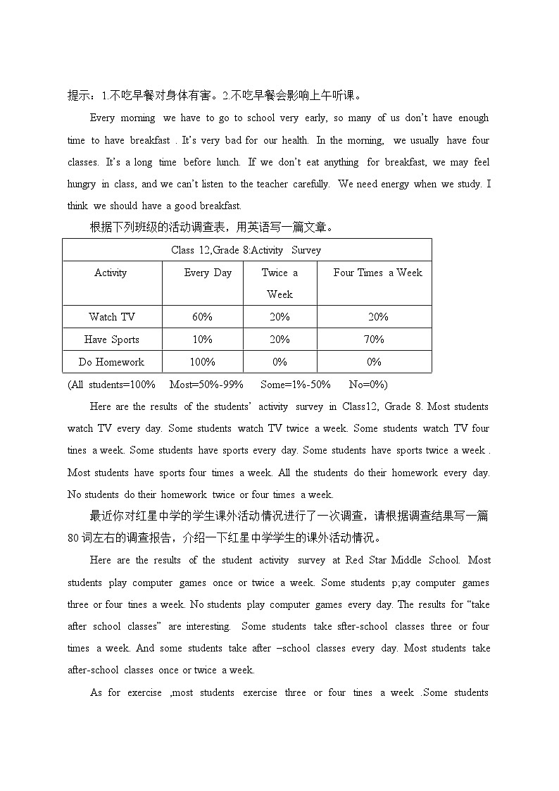 人教版（2024）八年级上册英语期末复习：各单元必背作文范文 讲义第3页