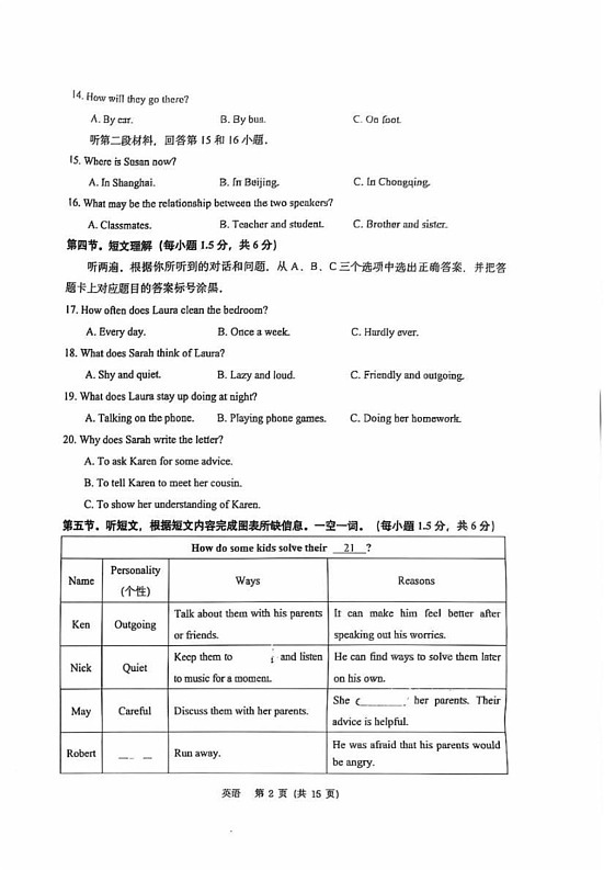 重庆市鲁能巴蜀中学校2024-2025学年八年级上学期1月期末英语试题第2页