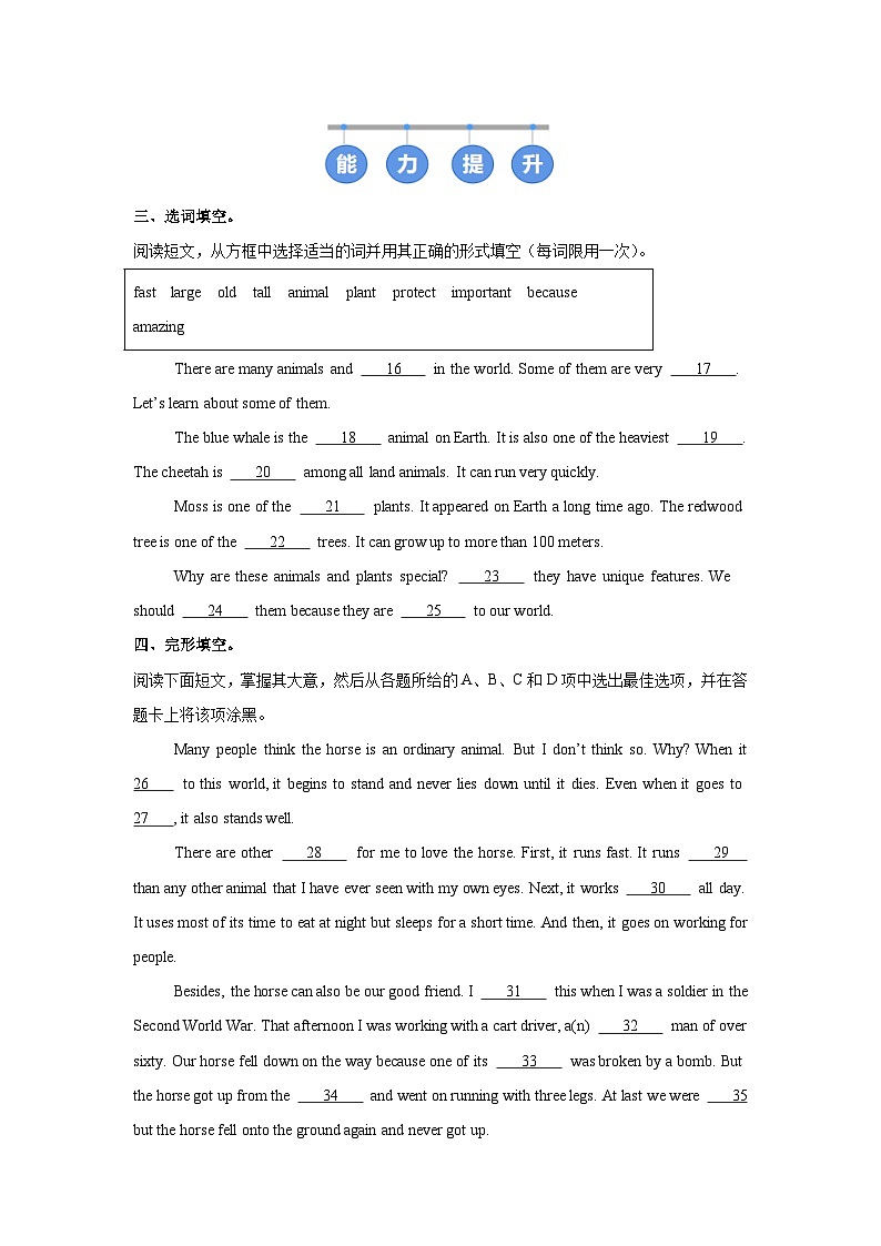 人教版 (2024) 初中英语八年级上册 Unit 4 Section A（1a-Pronunciation）同步课时分层练习第2页
