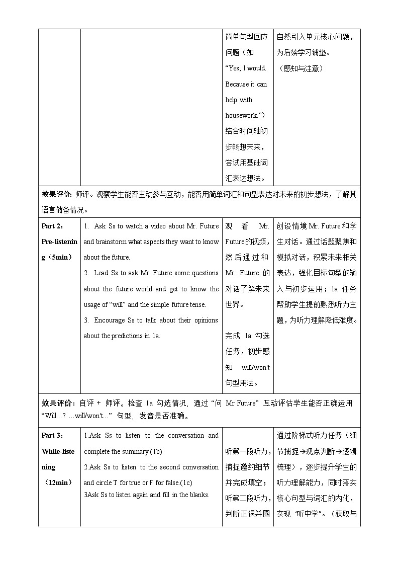 人教版2024初中英语八上Unit7 课时1 Section A（1a-1d）表格式教学设计第3页