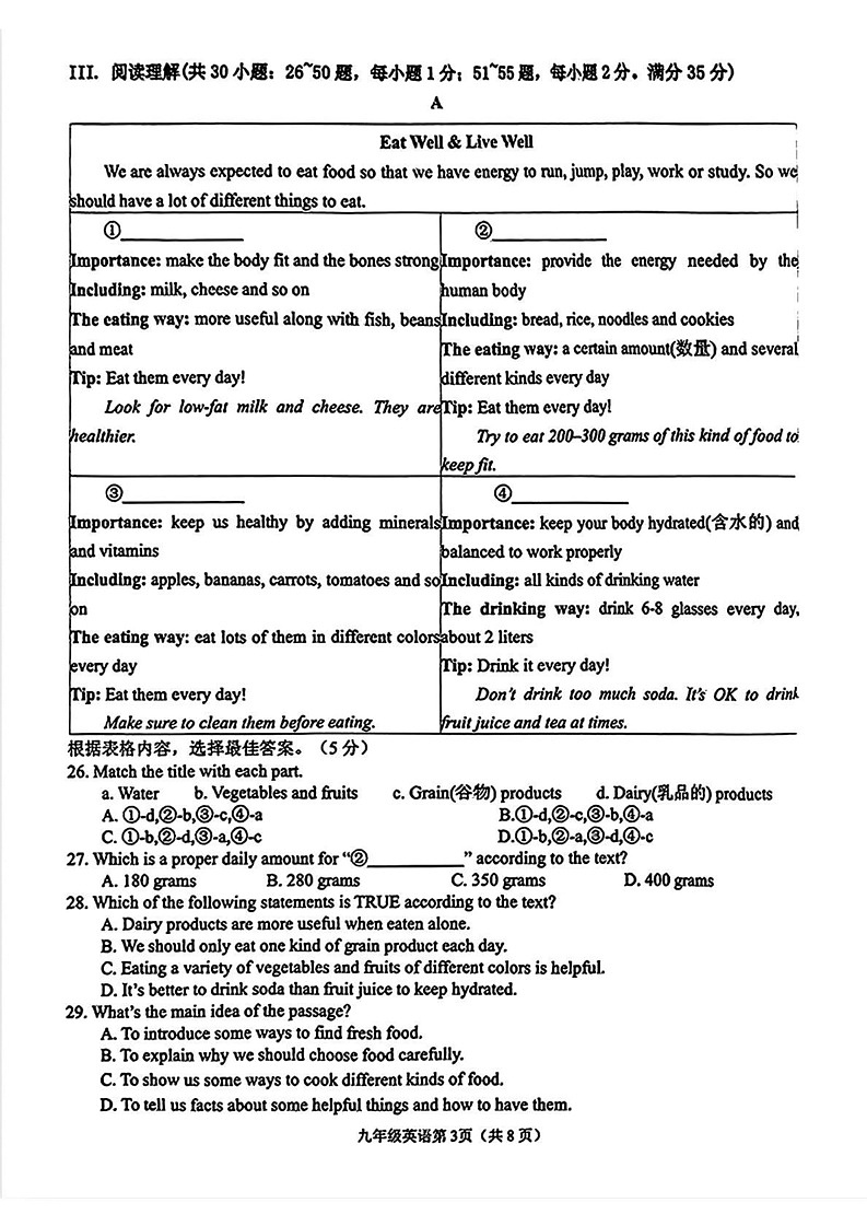 吉林省长春市经开区2024-2025学年九年级上学期期末考试英语试题第3页