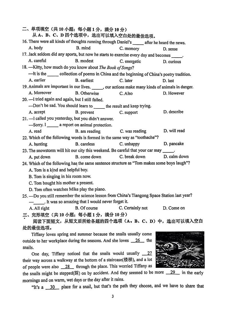 江苏省南京市江北新区2024-2025学年八年级上学期期末测试英语试卷第3页