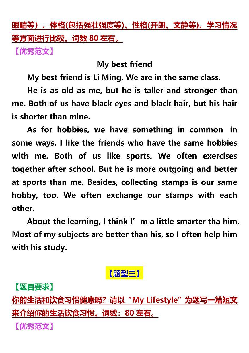 2024版人教版八年级上册英语期末作文押题10大常考题型知识点第2页