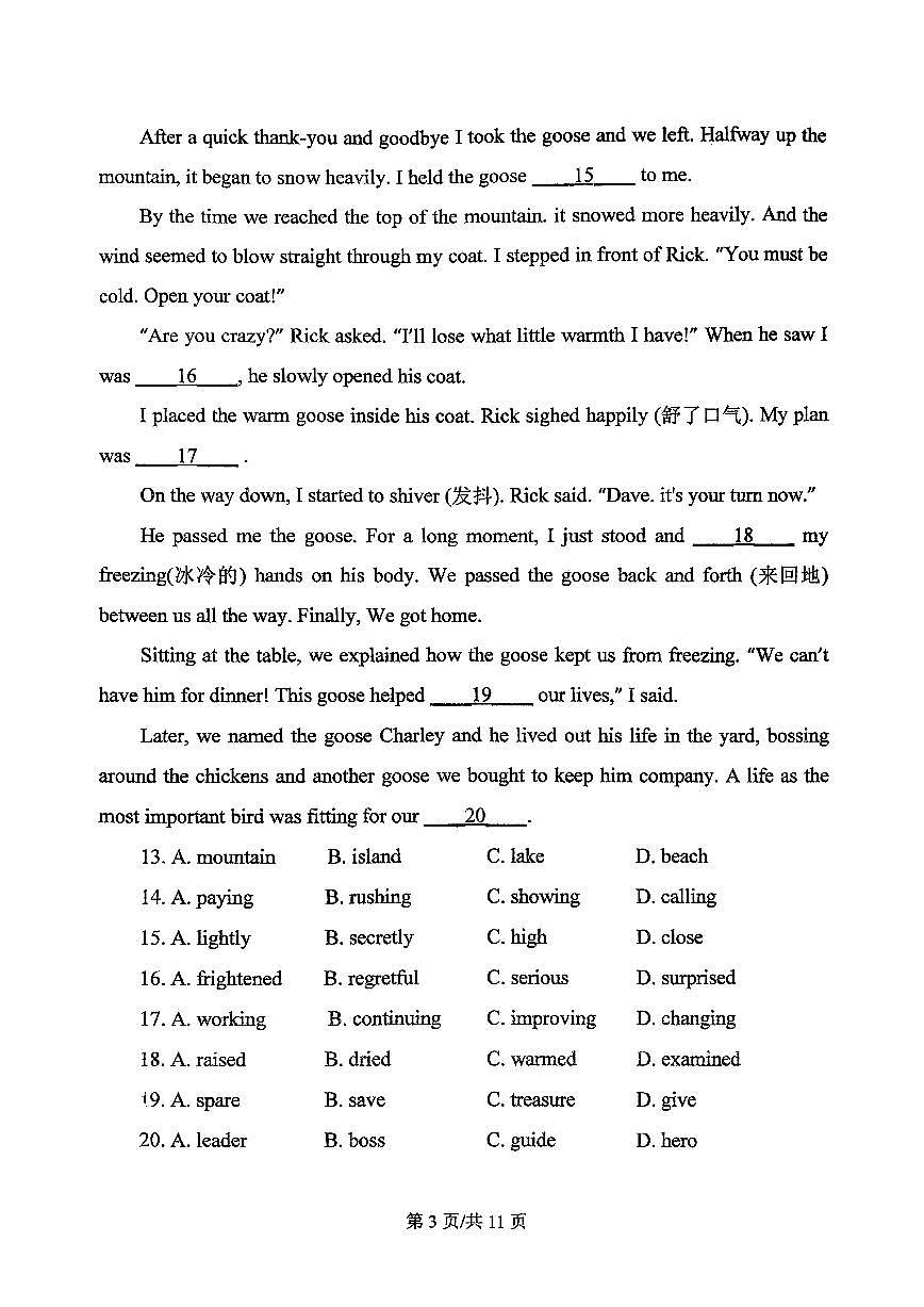 2025北京北师大附中初三（上）统练五月考英语试卷第3页