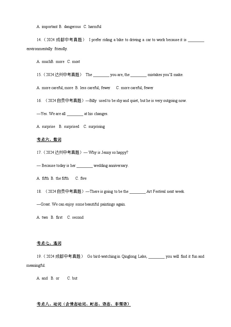 2024年中考英语真题分类汇编——单项选择（含答案）第3页